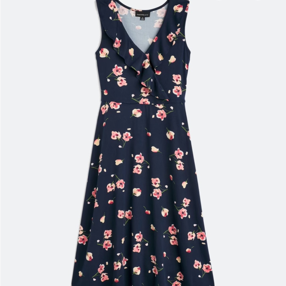Chic Navy Floral Midi Dress